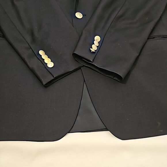 - Lauren Ralph Lauren Mens Navy Blue Blazer Gold Tone Buttons Size 44R - Picture 8 of 13
